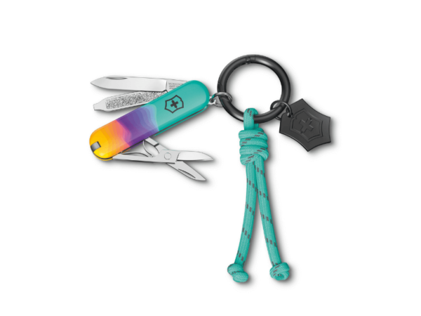 Kleines Taschenmesser Classic SD Sydney Style Türkis Lila Orange mit Schlüsselanhänger und Kordel