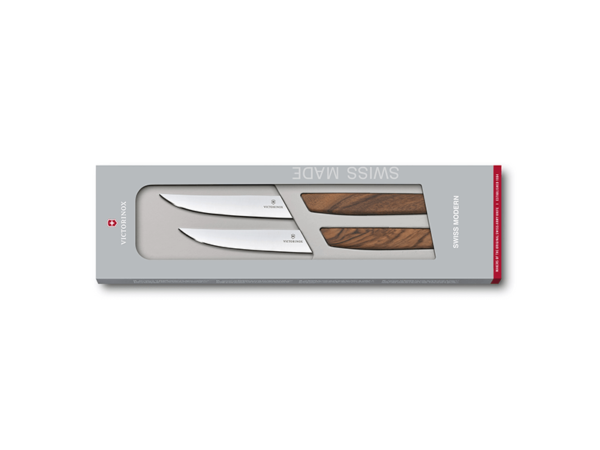 2-teiliges Steakmesser Set Swiss Modern mit Holzgriff in Geschenkverpackung