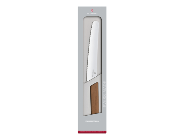 Brotmesser Swiss Modern 22cm Holzgriff braun Geschenkverpackung