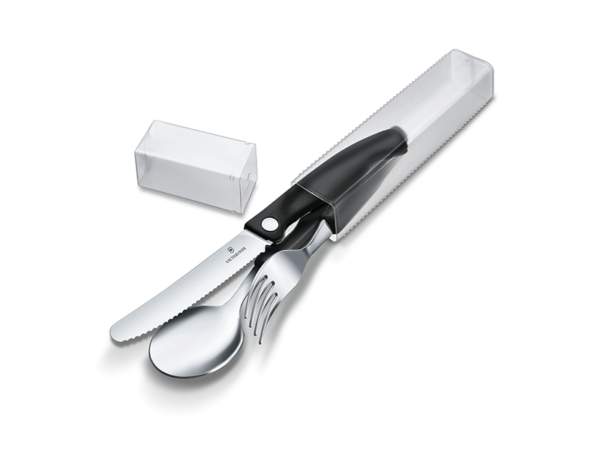 3-teiliges Besteckset Swiss Classic Messer Gabel Löffel Schwarz