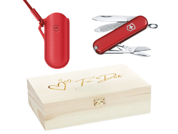 Kleines Taschenmesser Set mit Etui Rot Style Icon Geschenksbox Geschenkset, Valentinsbox für Sie