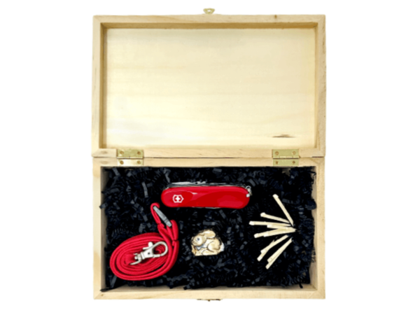 Kinder Taschenmesser Set Oster Geschenkbox Junior 04 Klein mit Nackenband und Zahnstocher Rot