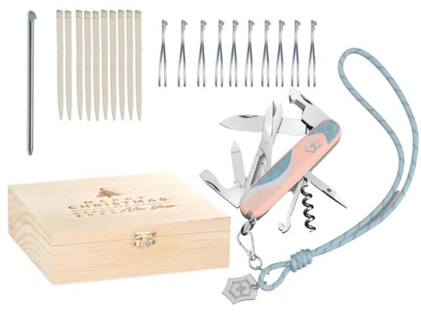 Mittleres Taschenmesser Live to Explore Paris Style mit Ersatzteile Zahnstocher Pinzette Kugelschreiber in Weihnachtsgeschenkbox